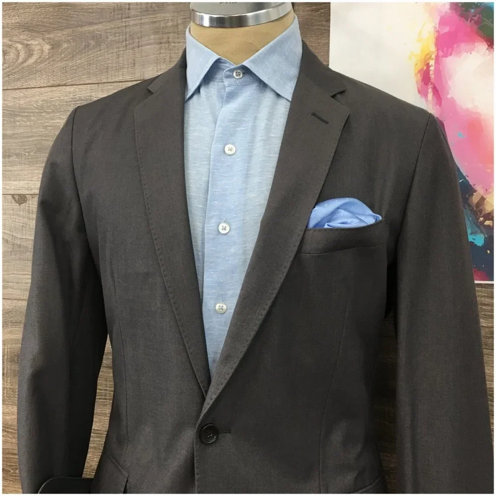 New J Crew Mens Blazer Sport Coat Two Button Casual Jacket 40L Wool Cotton Suits